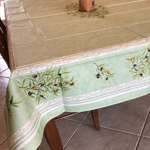 Rectangular 78&quot;, 98&quot; coated or cotton France Provence tablecloth Green