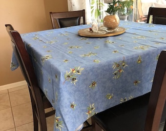 Square 63" coated or cotton France Provence tablecloth blue