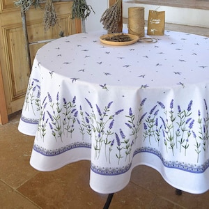 Round Tablecloth 70&quot; Coated French Provence Lavender Pattern