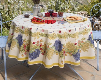 Round 70'' coated or cotton France Provence tablecloth Rose Lavender