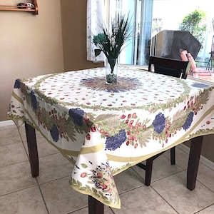Square 69&quot; coated French Provence tablecloth rose lavender pattern