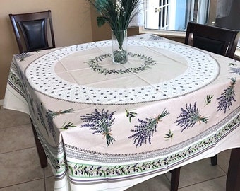 Square 69" coated French Provence tablecloth lavender pattern