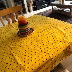 Rectangular 78&quot; cotton Provence tablecloth  yellow France