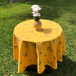 round 61&quot; Provence French tablecloth coated or cotton coated  yellow