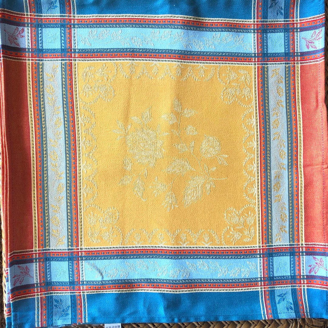 Set of Provence France Napkins Jacquard Woven Curry Color Orange and