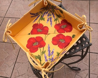 France Provence basket coated cotton kitchen decor table accessories poppies yellow background