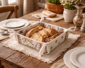 France Provence Bread Basket coated cotton kitchen decor table Moustiers Pink