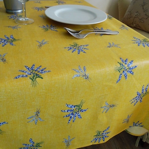 Square 61&quot; coated cotton French Provence tablecloth yellow