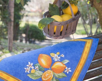 Set of Provence France Napkins blue with lemon cotton