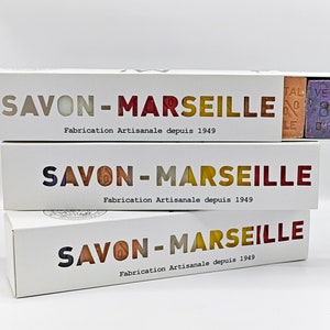 French savon de Marseille gift box 5 cube soaps assorted scents, beautiful colors and all natural