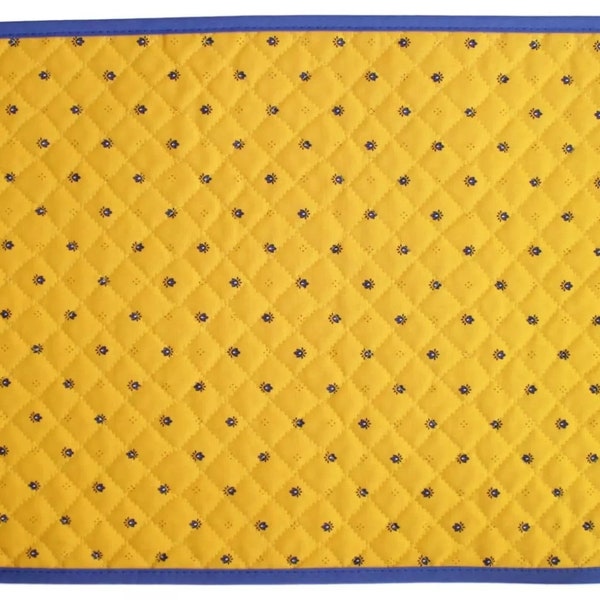 Rectangular Placemats Traditional Provence Pattern Yellow/Blue quilted cotton from France