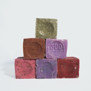 Authentic French Marseille Large Soap Cube 300 gr-10.5 oz Lavender Verbena Rose Red Vine Exfoliating