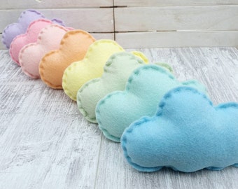 Pastel rainbow cloud garland, nursery garland, pastel nursery, nursery bunting, felt clouds, nursery bunting, cloud decor, pastel baby decor