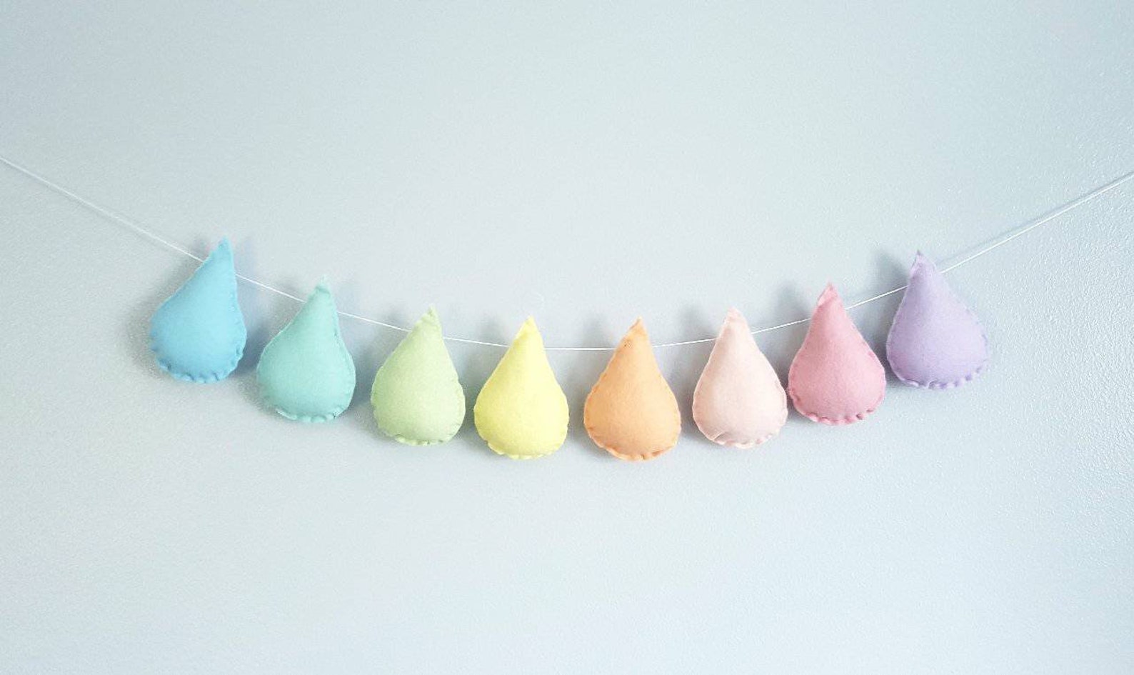 Raindrop Nursery Garland Felt Garland Pastel Rainbow Etsy UK
