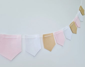 Nursery Bunting, Pink Nursery Decor, Nursery Bunting, Brown Nursery Decor, Girl Baby Shower Decor, Felt Nursery Garland, Beige Flag Bunting