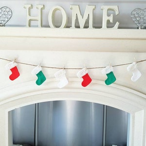 Christmas Stocking Garland, Christmas Bunting, christmas Decoration, Cute Christmas Decor, Christmas Stocking, Felt Garland image 2