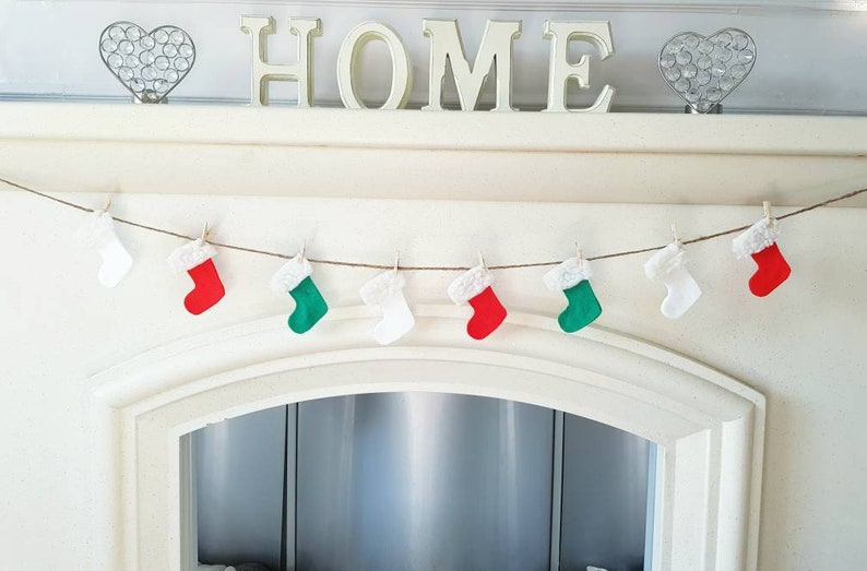 Christmas Stocking Garland, Christmas Bunting, christmas Decoration, Cute Christmas Decor, Christmas Stocking, Felt Garland image 2