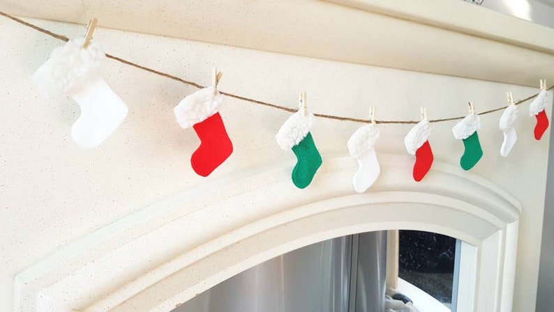 Christmas Stocking Garland, Christmas Bunting, christmas Decoration, Cute Christmas Decor, Christmas Stocking, Felt Garland image 3