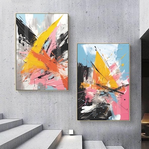 Abstract Colorful Wall Art Set of 2: Vibrant Modern Prints (Digital Download