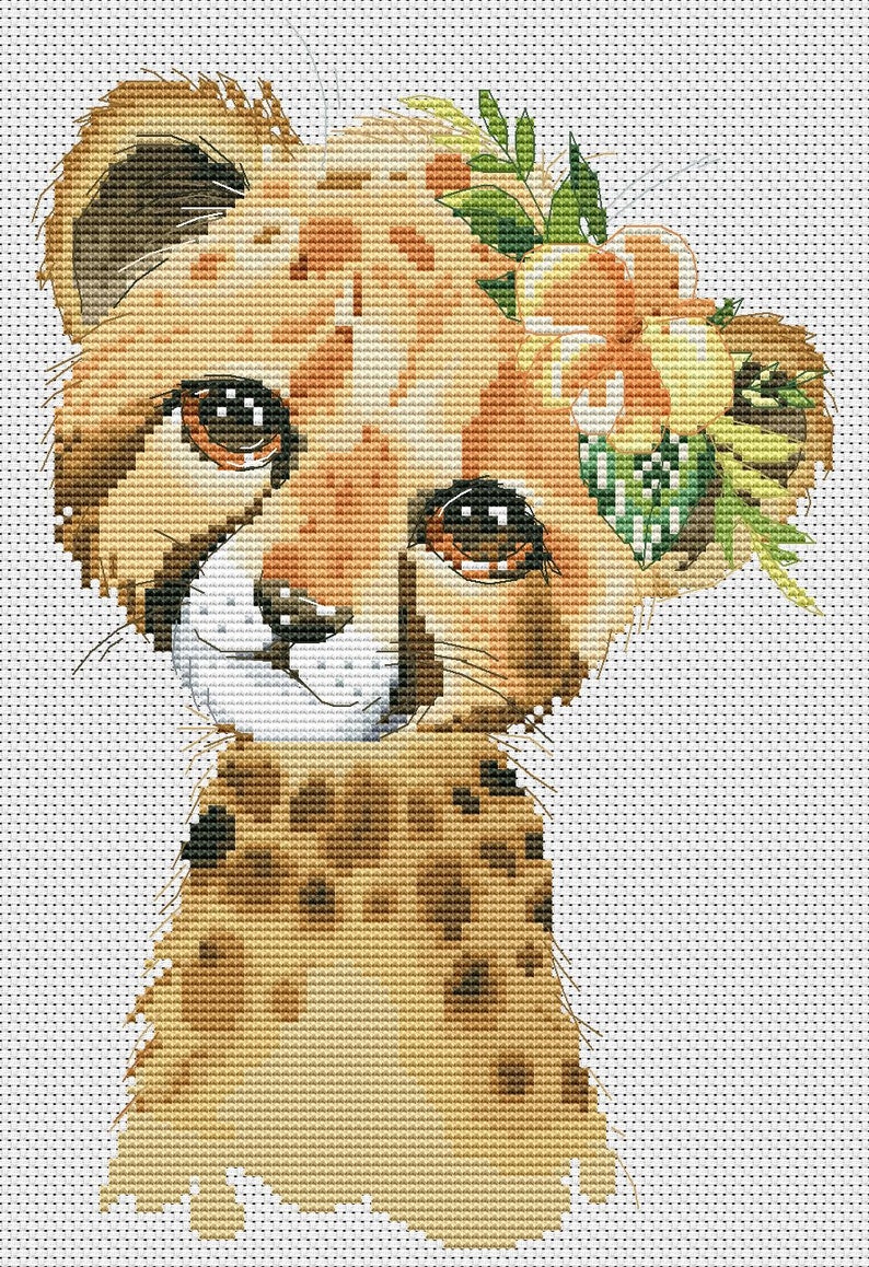 Animal cross stitch Cheetah cross stitch pattern Africa cross stitch Counted cross stitch