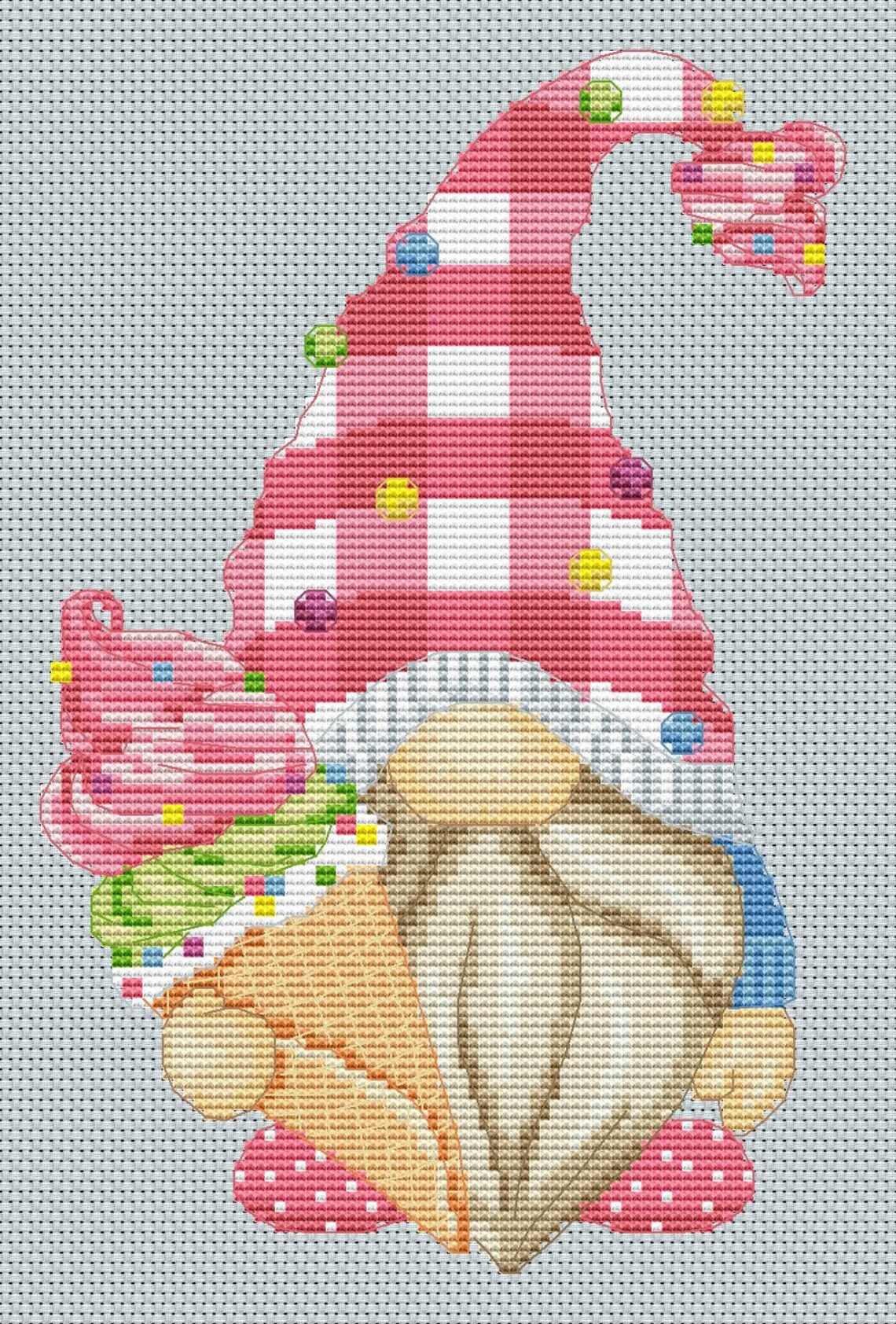 Ice Cream Gnome Gnome Cross Stitch Cross Stitch Pattern Etsy