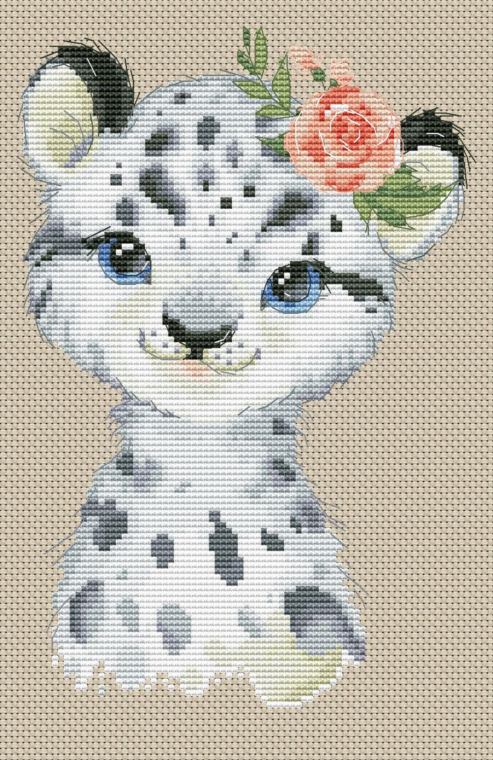 Snow leopard Cross stitch pattern Animal cross stitch Etsy