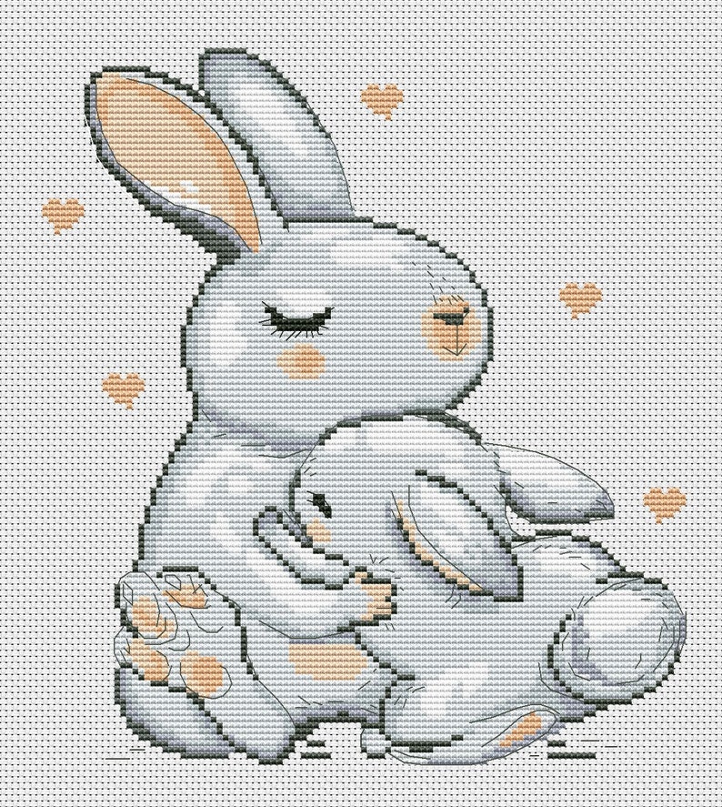 Bunny Cross stitch pattern Easy cross stitch Cute cross Etsy