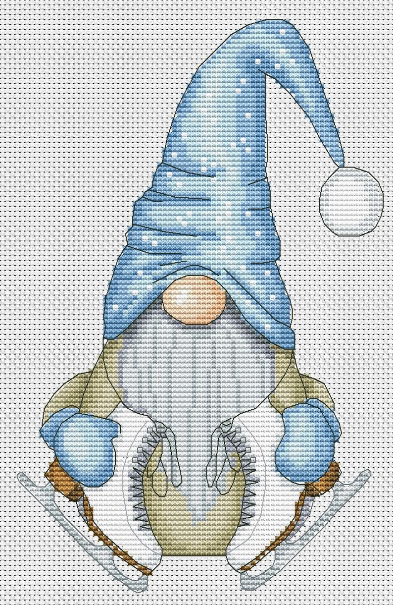 Winter gnome Cross stitch pattern Gnome cross stitch Modern Etsy
