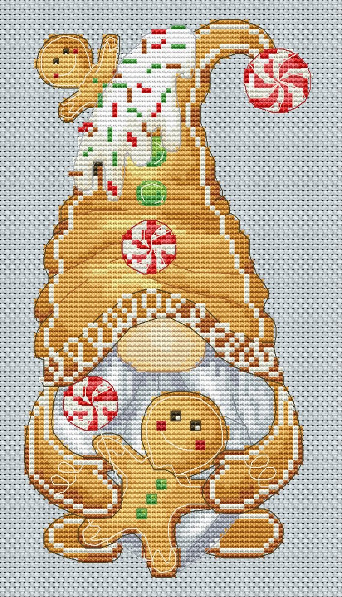 Gingerbread gnome Cross stitch pattern Christmas cross Etsy