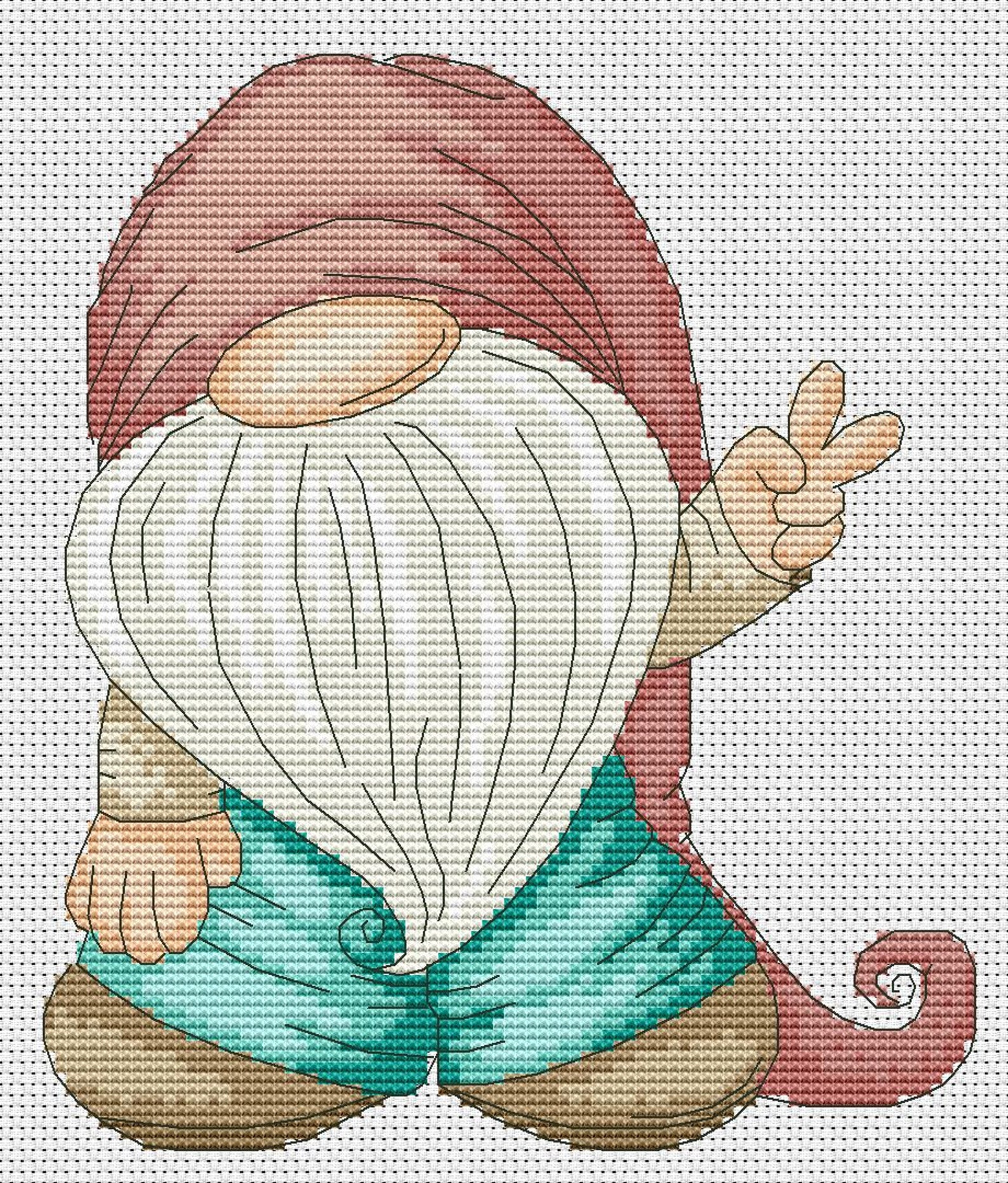 Peace Gnome Cross Stitch Pattern Gnome Cross Stitch Funny Etsy