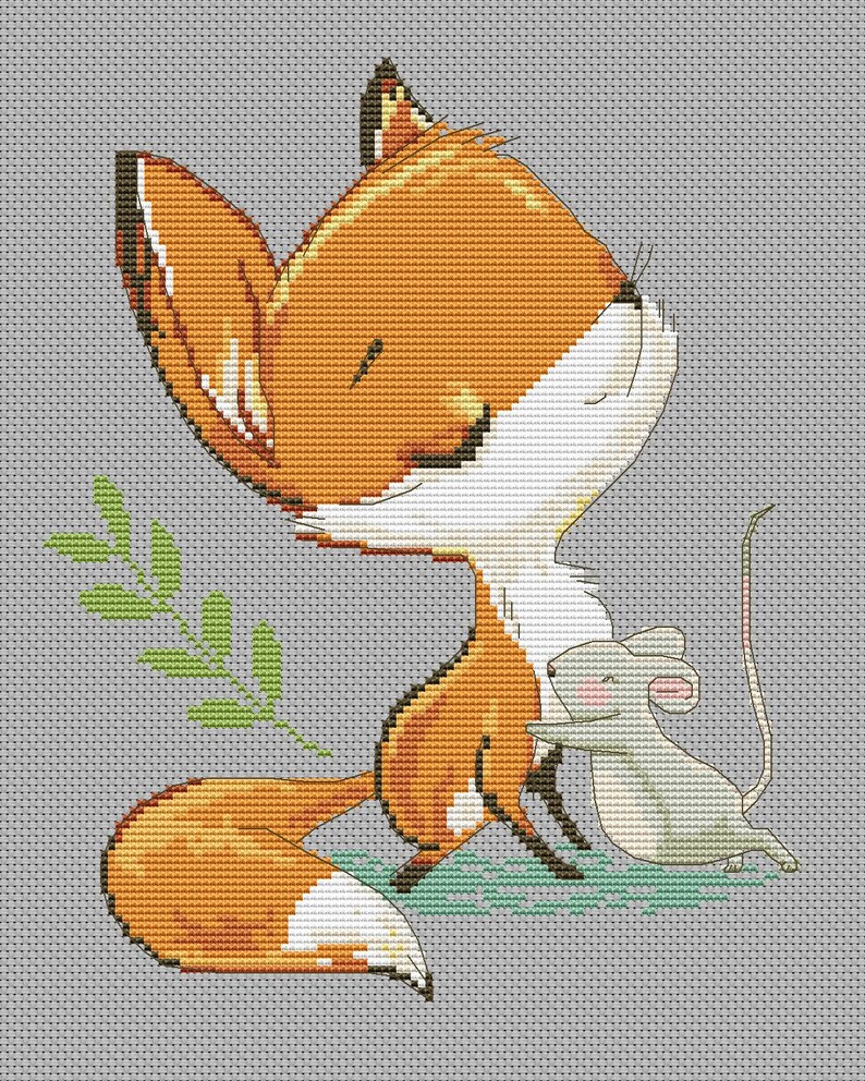 Fox cross stitch Cute cross stitch Animal cross stitch Etsy