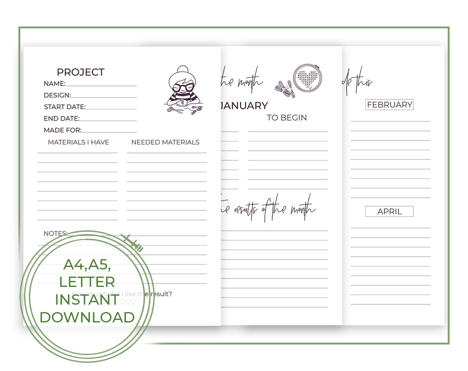 Printable cross stitch planner 18 page Cross Stitch Journal Etsy