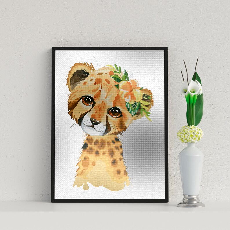 Animal cross stitch Cheetah cross stitch pattern Africa cross stitch Counted cross stitch