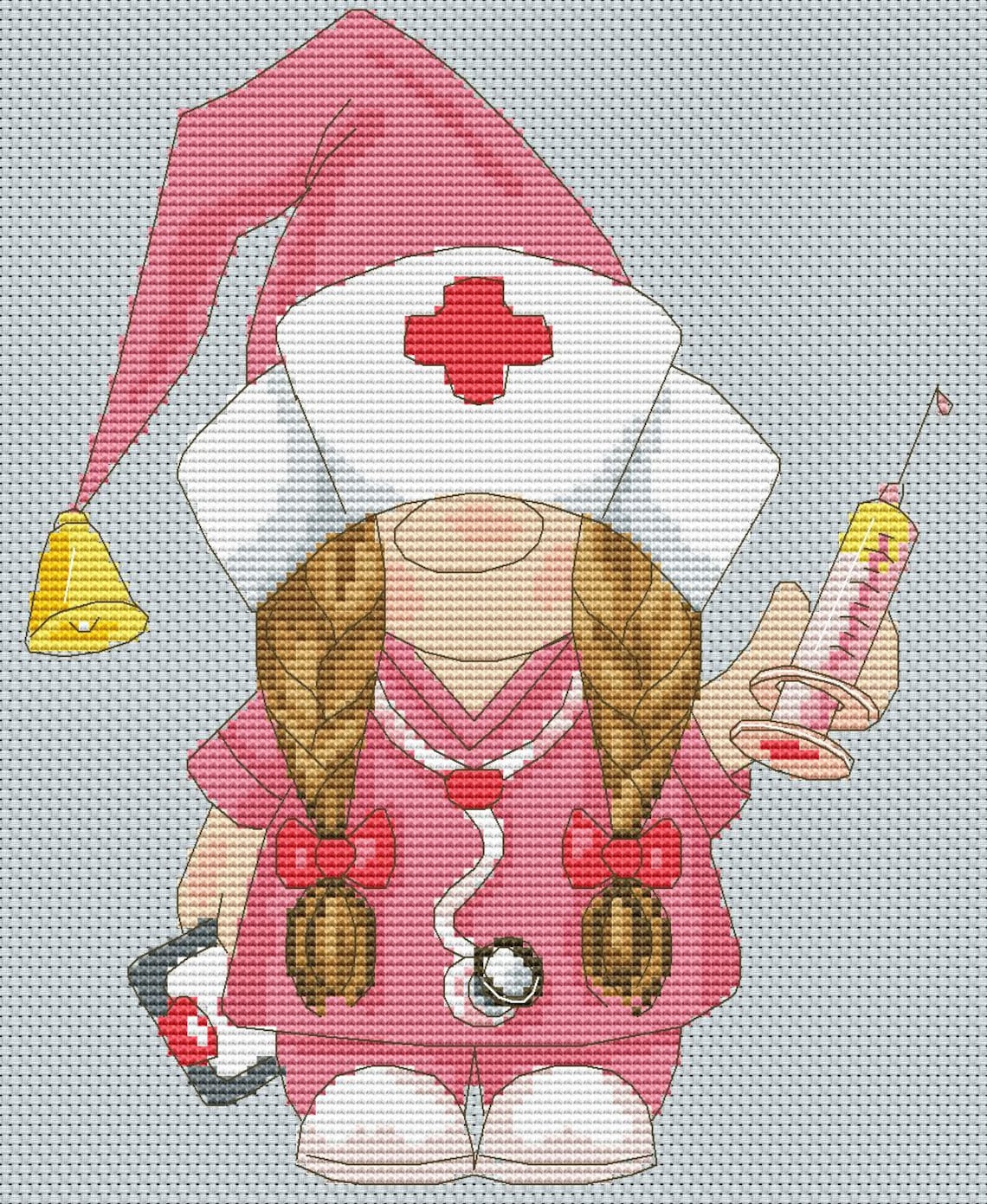 Nurse gnome Cross stitch pattern Medical cross stitch Etsy