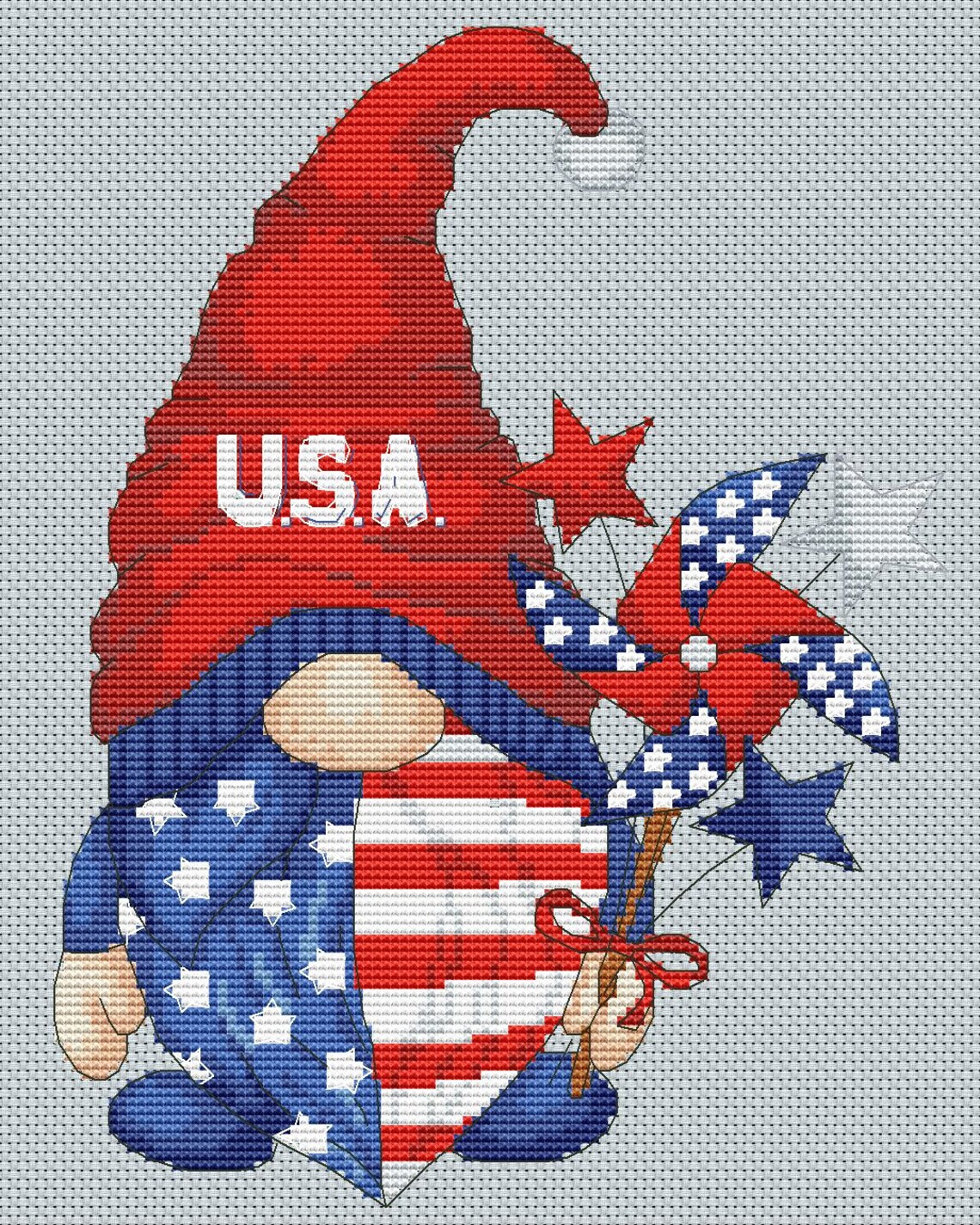 Patriotic Gnome Cross Stitch Pattern Counted Cross Stitch Etsy