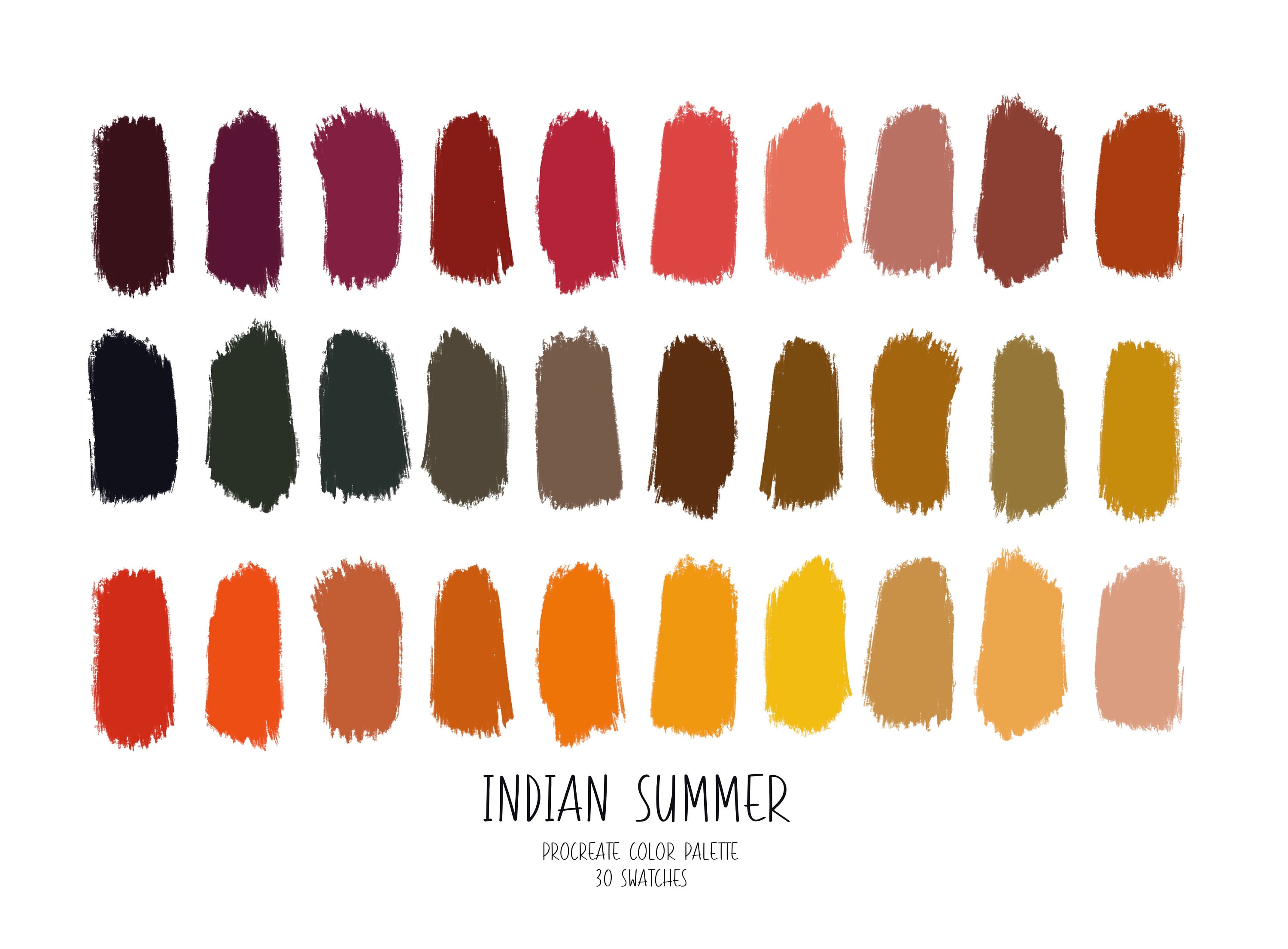Indian Summer Procreate Color Palette 30 Colors iPad Instant