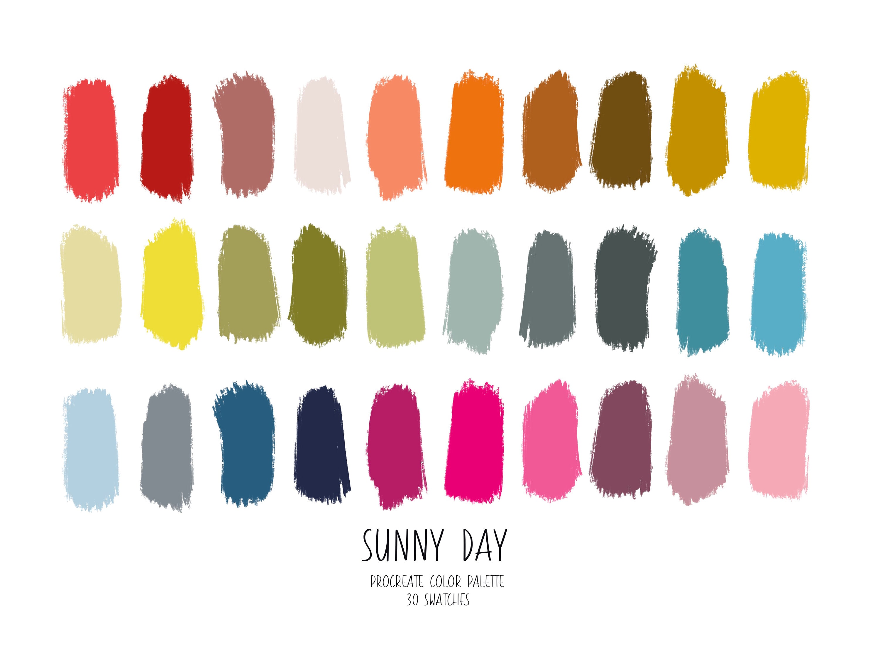 Sunny Day | Procreate color palette | 30 colors | iPad | Instant Download |  Procreate color palette | color swatches |