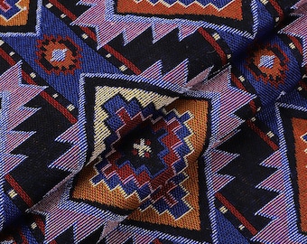 Bohemian Fabric, Ethnic Fabric, Boho Fabric, Jacquard Fabric, Upholstery Fabric, Home Decor Cushion Fabric, Sofa Fabric, By the Half Yard
