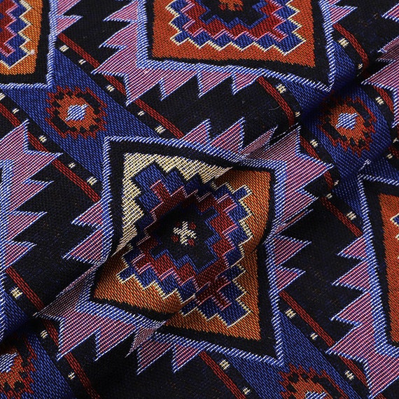 Bohemian Fabric, Ethnic Fabric, Boho Fabric, Jacquard Fabric, Upholstery Fabric, Home Decor Cushion Fabric, Sofa Fabric, By the Half Yard