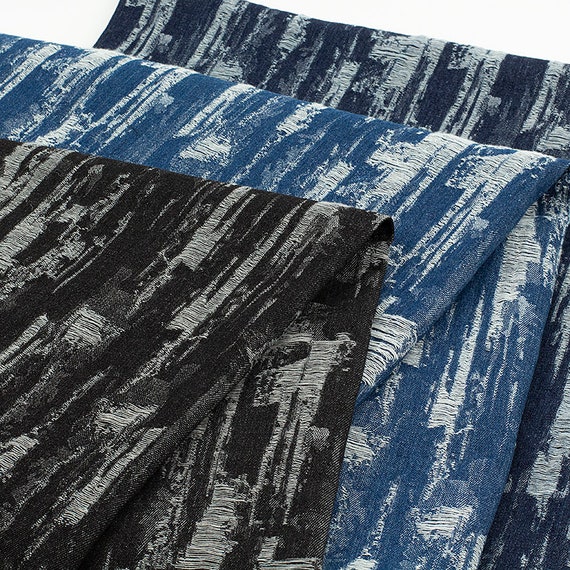 Colored Denim Fabric, 100% Cotton Denim, Washed Thick Denim Fabric, Twill Cotton Denim Fabric, Heavy Weight Denim Fabric, By The Half Yard
