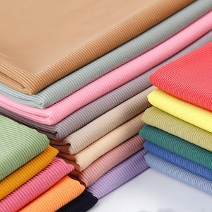 Rib Knit Fabric, Soft and Stretchy Material for Apparel, Perfect for Vest, Dress, Pajamas, DIY Project and Craft, Durable, By The Half Yard