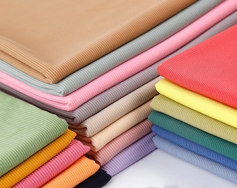 Rib Knit Fabric, Soft and Stretchy Material for Apparel, Perfect for Vest, Dress, Pajamas, DIY Project and Craft, Durable, By The Half Yard