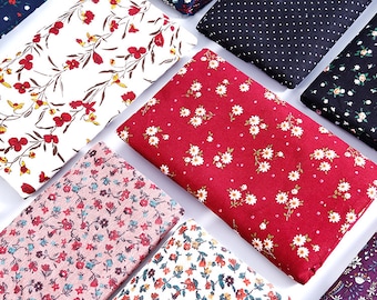 Floral Corduroy Fabric, Cotton Print Colorful Flowers Plant Corduroy Fabric, Home Decoration Fabric, Dresses Fabric, By The Half Yard