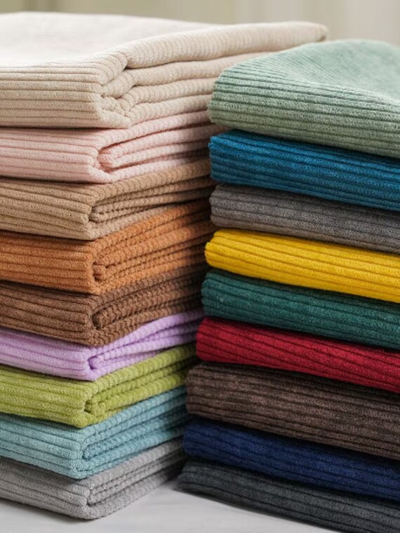 8 Wale Corduroy Fabric, Polyester Cotton Blend Corduroy Fabric, Solid Color Corduroy Fabric, Coat Fabric, Jacket Fabric, By the Half Yard