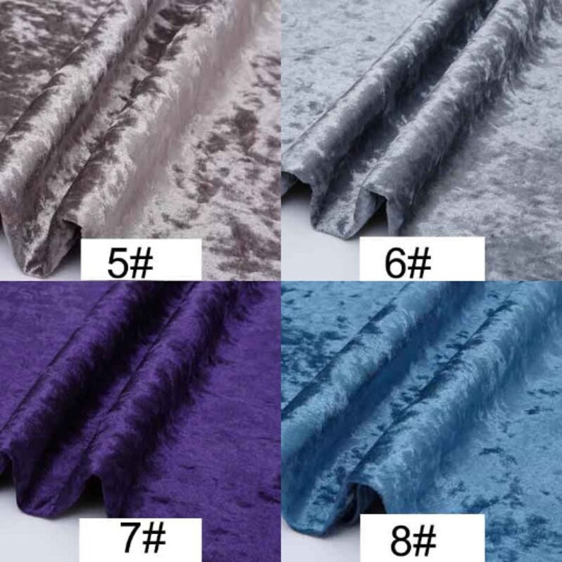 Puede incluir: Cuatro muestras de tela en diferentes colores: gris claro, gris, morado y azul. Las muestras est&aacute;n dispuestas en una cuadr&iacute;cula con los n&uacute;meros 5#, 6#, 7# y 8# debajo de cada muestra.