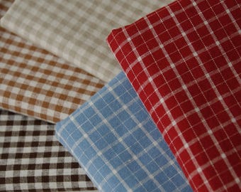 Plaid Cotton Fabric- Quilting Fabric- Dress Fabric- Customized Clothing- Tablecloth- Handmade DIY Fabric-Decorative Fabric- By The Half Yard