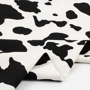 Cow Printed Denim Fabric, Heavy Weight Denim Fabric, Cotton Denim Fabric, Coat Garment Designer Fabric, By The Half Yard