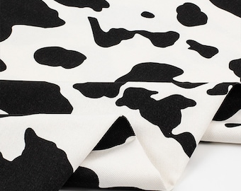 Cow Printed Denim Fabric, Heavy Weight Denim Fabric, Cotton Denim Fabric, Coat Garment Designer Fabric, By The Half Yard