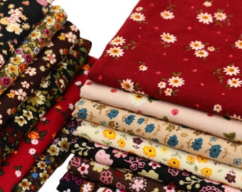 Floral Corduroy Fabric, 100% Cotton Corduroy   Fabric, Print Colorful Flowers Fabric, Dresses Fabric,Home Decoration Fabric,By The Half Yard