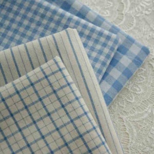 Yarn Dye Blue White Check Gingham Plaid Stripes Cotton Fabric, Japanese Fabric, Plaid Fabric, By The Half Yard
